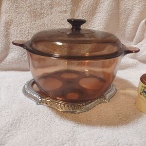Vintage CorningWare VISIONS 5-Qt. Dutch Oven Amber Color